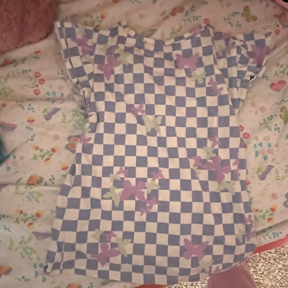 Blue and Purple Checkered Kids Dress